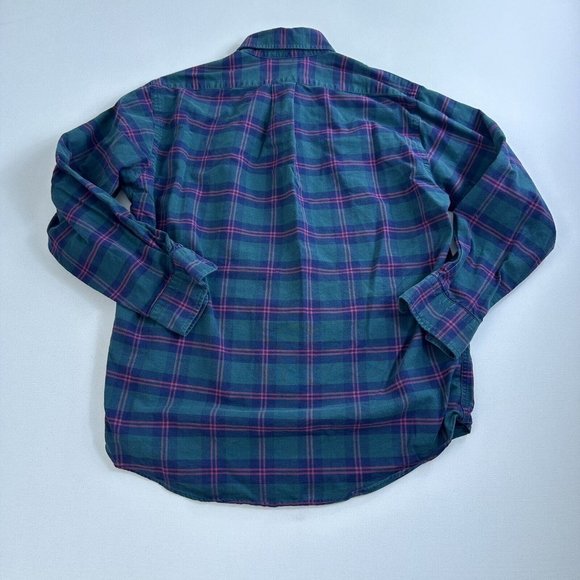Vintage L.L. Bean Mens Shirt Adult 15.5 / 32 Button Down Plaid Green Made In USA - Picture 2 of 9